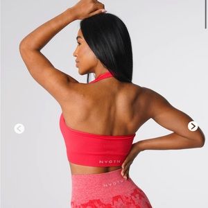 NVGTN  Candy apple ribbed halter sports bra size M.